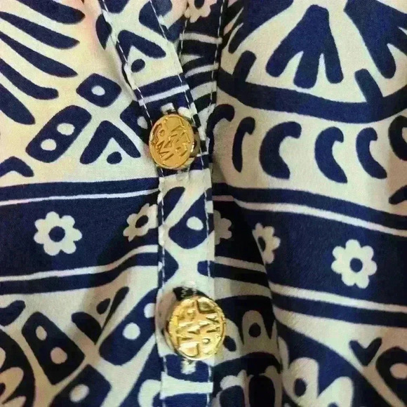 Mud Pie Oversize Peasant Blouse Top White Tribal Circle Print Size S - Picture 8 of 8